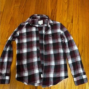 American Eagle Outfitters Burgundy and Black Plaid Shirt